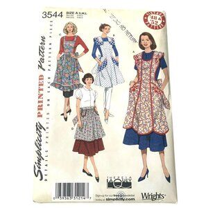 Simplicity 3544 Pattern Retro Apron Full Bib Half Pocket Aprons UNCUT Size S M L